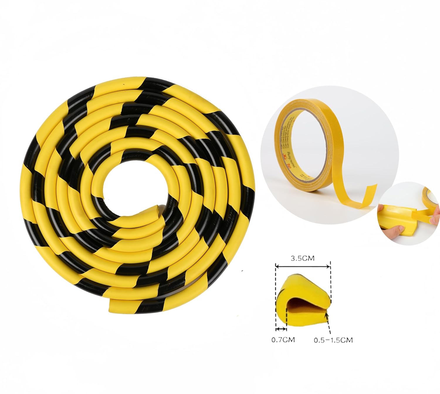 Heavy-Duty Wall & Corner Guards – 5M Self-Adhesive NBR Rubber Protection with Yellow/Black Stripes for Parking Columns & Garage Safety