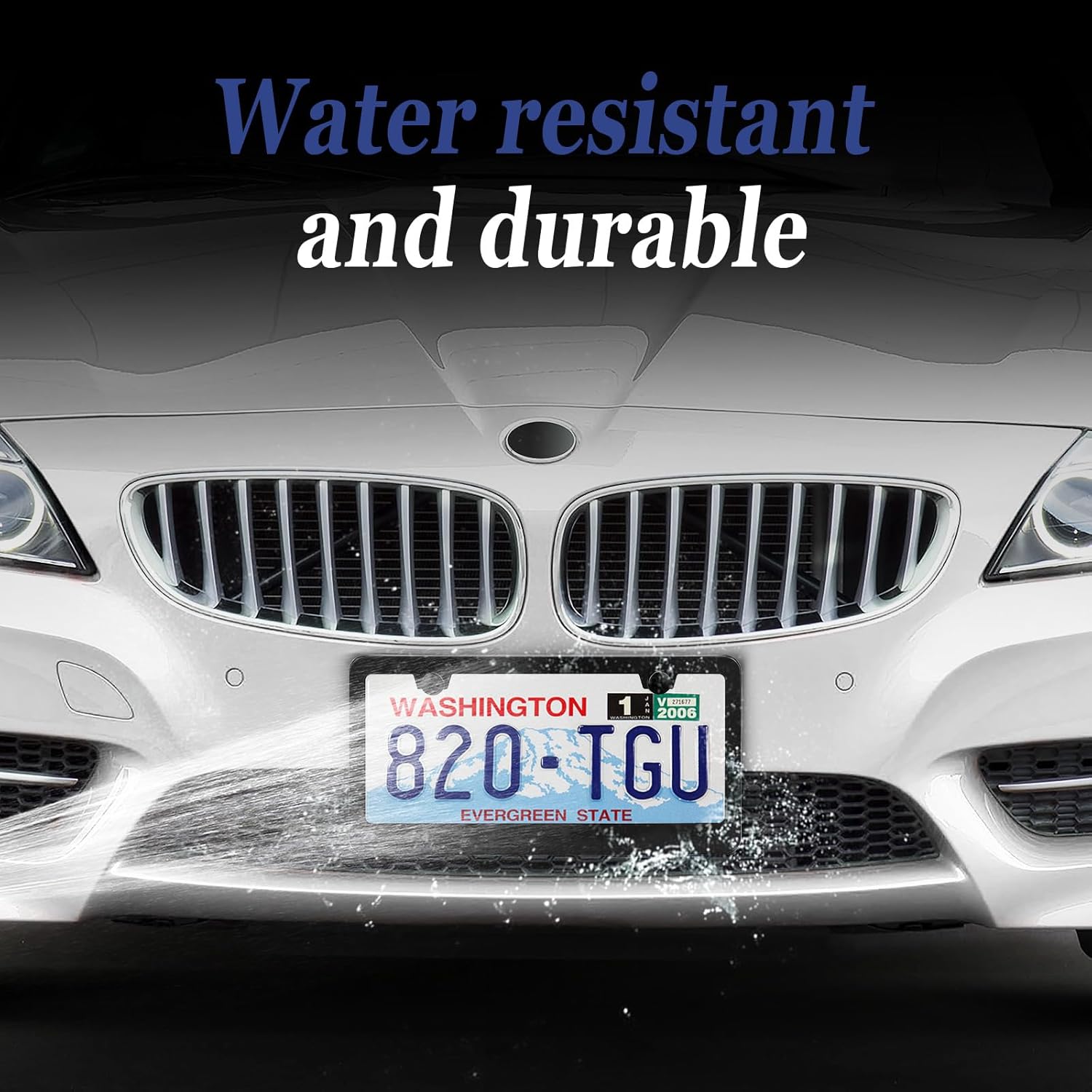 2 Pack Black License Plate Frame, Black Aluminum License Plate Cover, Matte License Plate Front and Rear 2 Packs. (2 Holes), Come with Screw Cap, Screw,Washer
