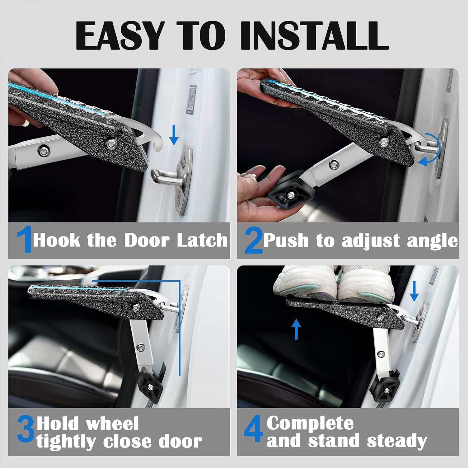 TOOENJOY Extra Protection Car Door Latch Step Both Feet Stand Pedal Ladder/No Assemble Foldable Heavy Duty Car Gadgets for Roof Rack Access Max Capacity 400lbs