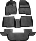 Wayhigh-All Weather Floor Mats Fit for 2015-2019 Ford Explorer 7 Seats TPE Car Mats Waterproof Heavy Duty Rubber Floor Liners for Explorer Accessories Custom Fit Black Liners
