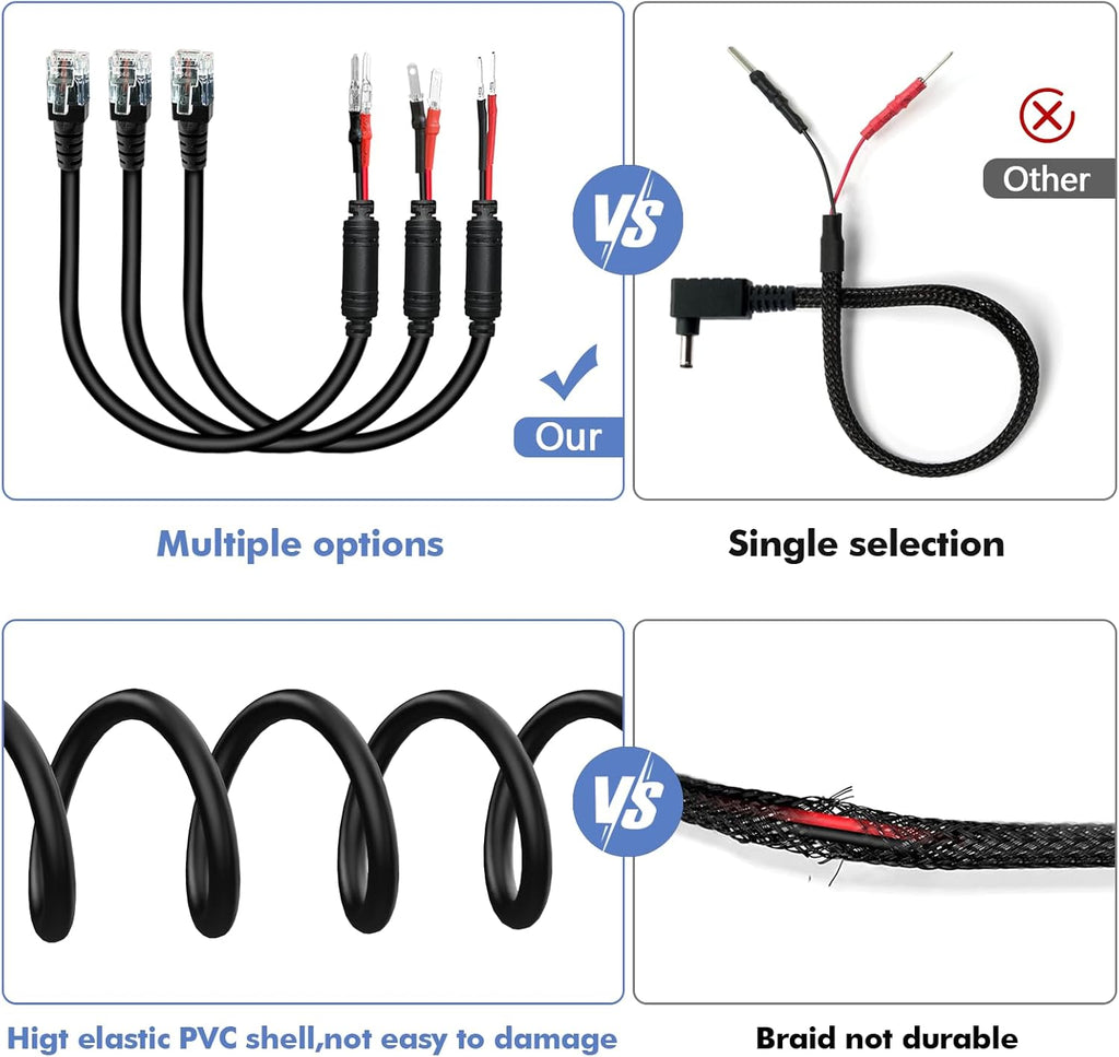 Radar Detector Hardwire Power Cord,Rearview Mirror Plug Cable,with Inline Fuse Holder,Suitable for Escort Beltronics Valentine One Cobra Whistler Radar Detector,3-Piece Set,9.8'' (RJ11)
