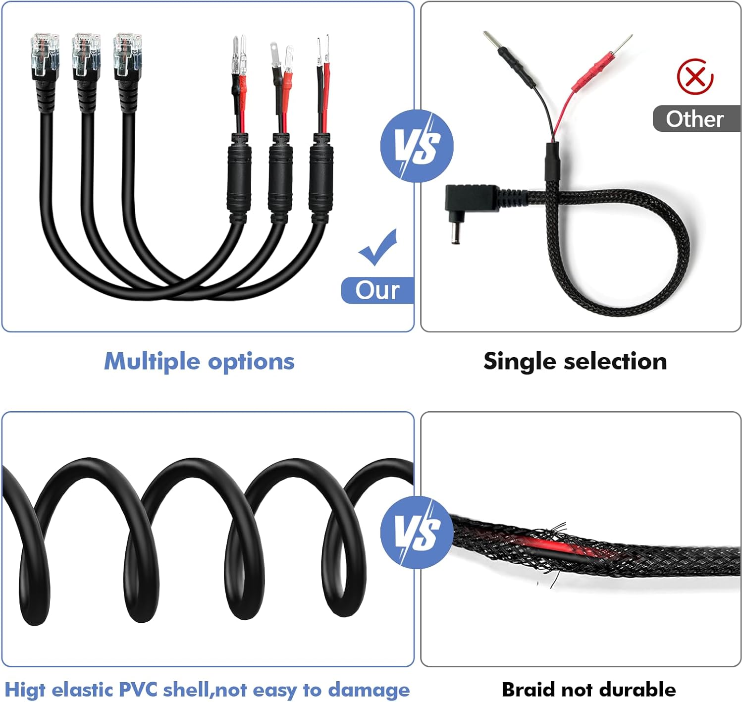 Radar Detector Hardwire Power Cord,Rearview Mirror Plug Cable,with Inline Fuse Holder,Suitable for Escort Beltronics Valentine One Cobra Whistler Radar Detector,3-Piece Set,9.8'' (RJ11)