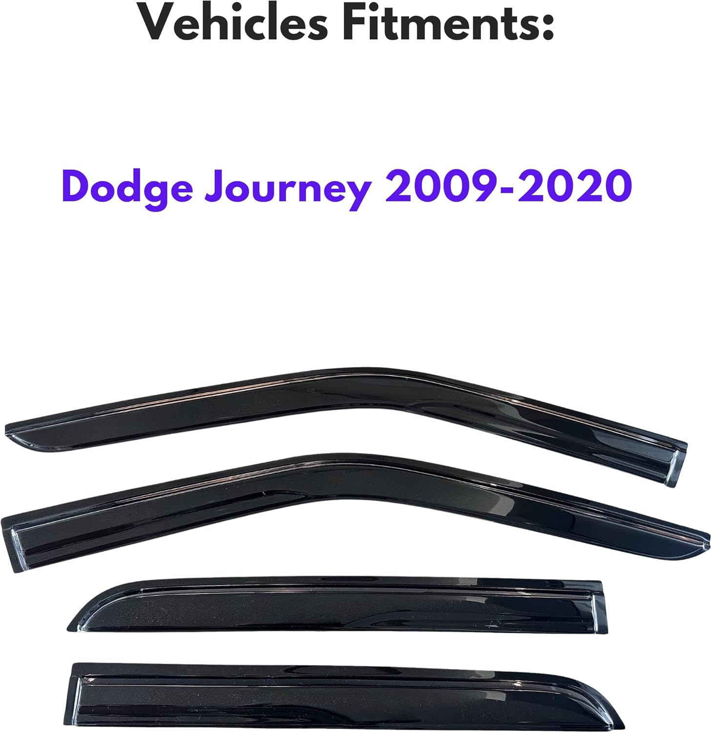 KPY Window Visor Compatible with Dodge Journey 2009-2020, 4PC Rain Guard Side Window Vent Deflectors Tape-On Mugen Style, 2009 2010 2011 2012 2013 2014 2015 2016 2017 2018 2019 2020
