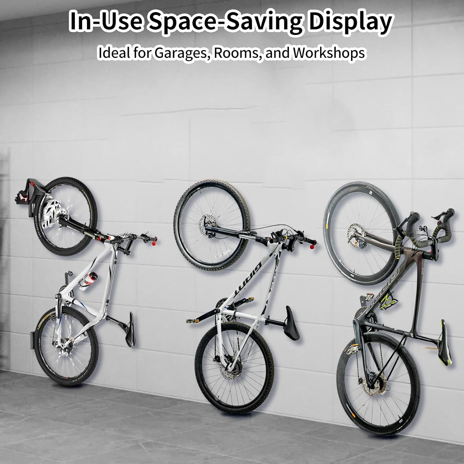 Road Bike Handlebar Wall Mount, Space-Saving & Easy Installation, Sturdy Garage Bike Storage Holds Up to 66lbs