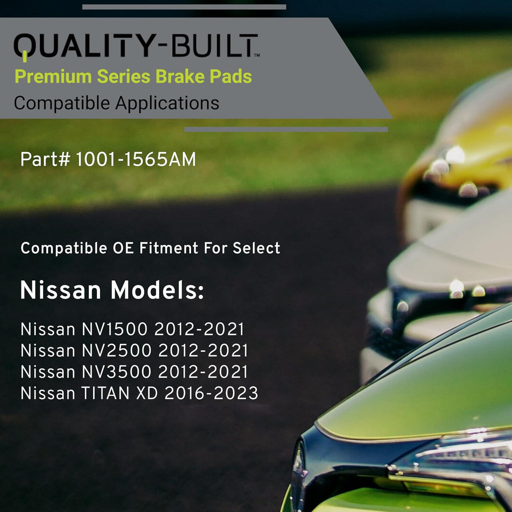 Premium Semi-Metallic Front Brake Pads (1001-1565AM) Replacement for Nissan NV1500 2021-2012, NV2500 2021-2012, NV3500 2021-2012, TITAN XD 2023-2016
