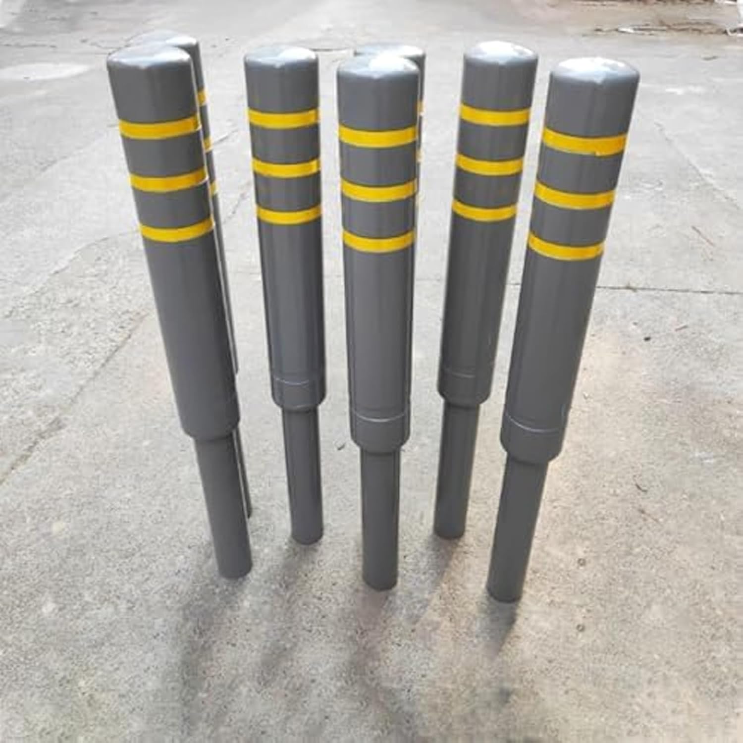 Metal Safety Bollard, Car Parking Protection Posts, Personal Garage Driveway Barrier, Crash Column Safety Warning Column, for Traffic Control(Gray (1PCS))