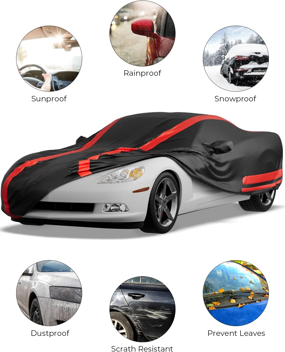 ISSYAUTO Car Cover Compatible with 2005-2013 Corvette C6 Stingray Z06 Z51, Waterproof All Weather Indoor Outdoor C6 Corvette Car Cover