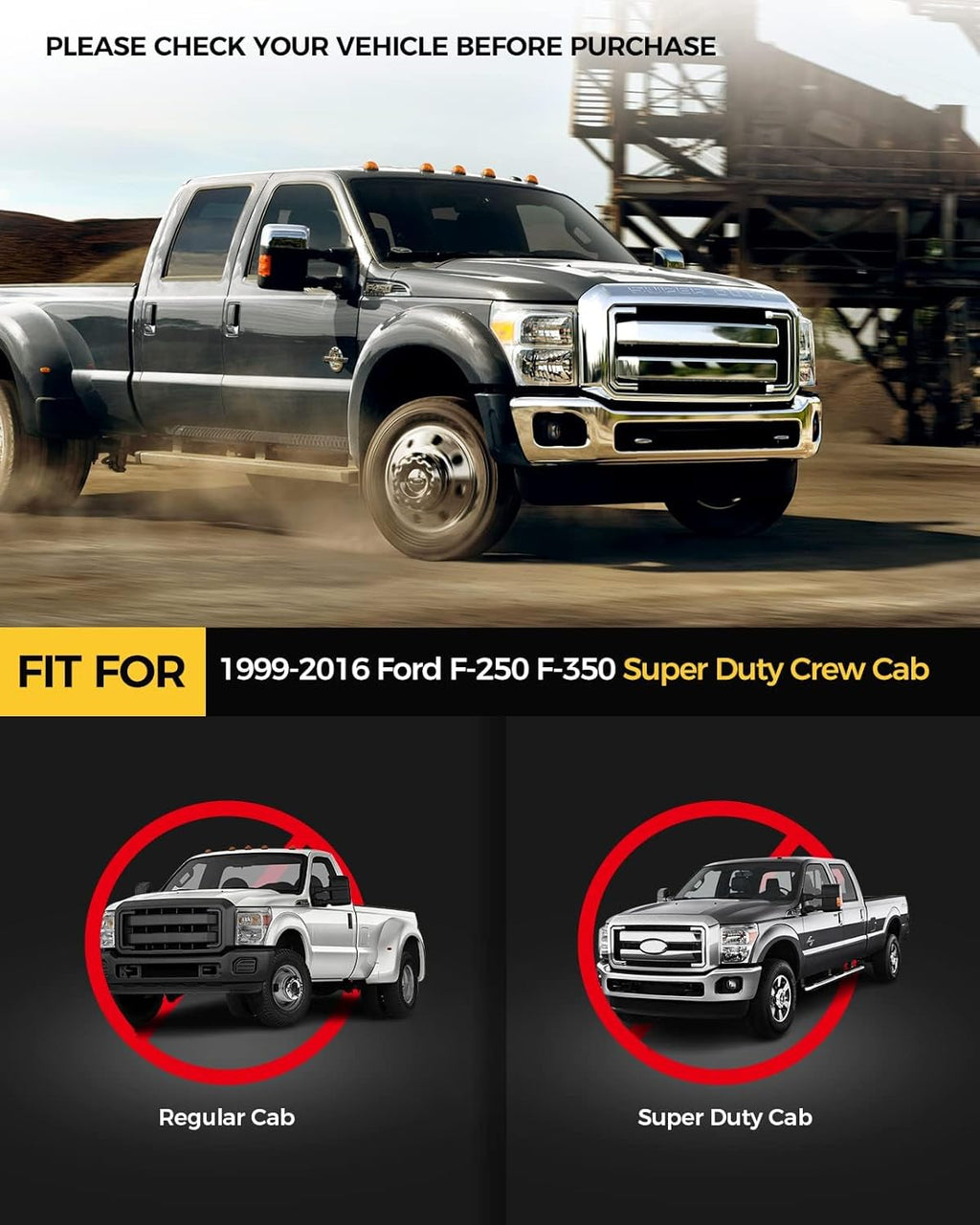 KYX Running Boards & Steps Nerf Bars Compatible with Ford F250 F350 Super Duty Crew Cab 1999-2016, A Pair 6 inch Car Door Side Steps Nerf Bars Truck Boards Step Rails-Silver Logo