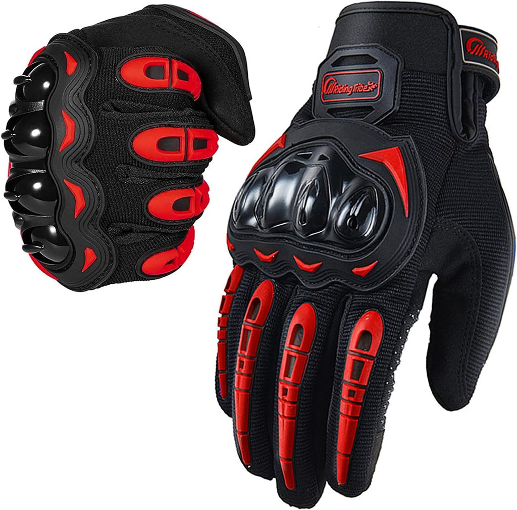 Motorcycle Gloves for Men and Women Full Finger Touchscreen Mountain Dirt Bike Gloves for Powersports BMX ATV MTB Driving Motocross Cycling Gloves(M, Red)