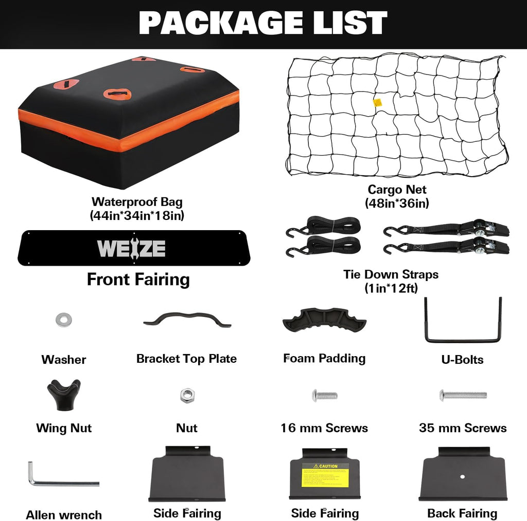 WEIZE Heavy Duty 64"x 39" Roof Rack, Rooftop Cargo Carrier Basket with Waterproof Bag, Tie Down Strap & Net, Car Top Luggage Holder for SUV, 200lb Capacity, Steel Construction