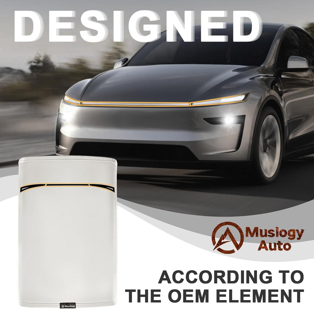 Muslogy Center Console Armrest Cover Compatible with Tesla Model Y Refresh 2026 Comfort Armrest Pad Arm Rest Cushion Vegan Leather Protector Regular Thick (25+ |Juniper| White, Regular)