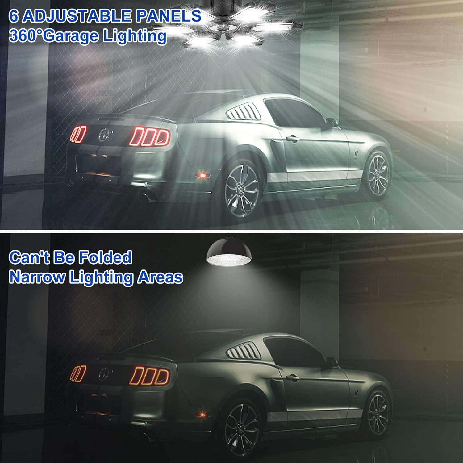 8 Pack 220W Garage Light Ceiling Led Deformable LED Shop Lights for Workshop E26 E27 Screw in Garage