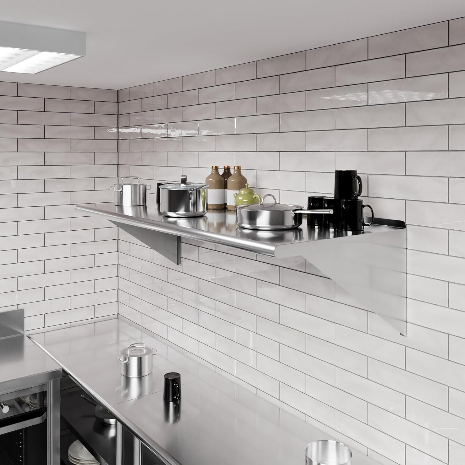 AmGood 60" Long X 24" Deep Stainless Steel Wall Shelf | NSF Certified | Appliance & Equipment Metal Shelving | Kitchen, Restaurant, Garage, Laundry, Utility Room