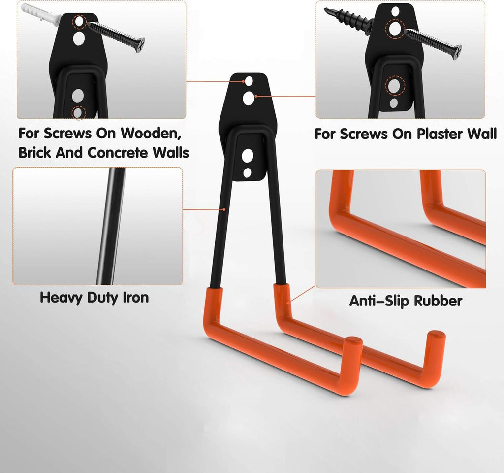 Intpro Garage Hooks 22 Pack Heavy Duty Garage Storage Hooks Steel Tool Hangers for Garage Wall Mount Utility Hooks and Hangers with Anti-Slip Coating for Tools Organizer Ladders Bikes Bulky Items