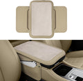 SINGARO Car Leather Center Console Cover with 2 Storage Bags, Universal Furry Fluffy Car Armrest Seat Box Pad, Comfortable Car Interior Accessories, Fits for Most Vehicles (White)