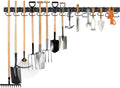 51 Inch Garden Tool Organizer Wall Mount with Non Slip Rubber Coated Metal Hooks, Storage Rack for Indoor/Outdoor Shovel, Rake, Mop and Broom Holder Wall Mount （ 15 Hooks+15 Holders
