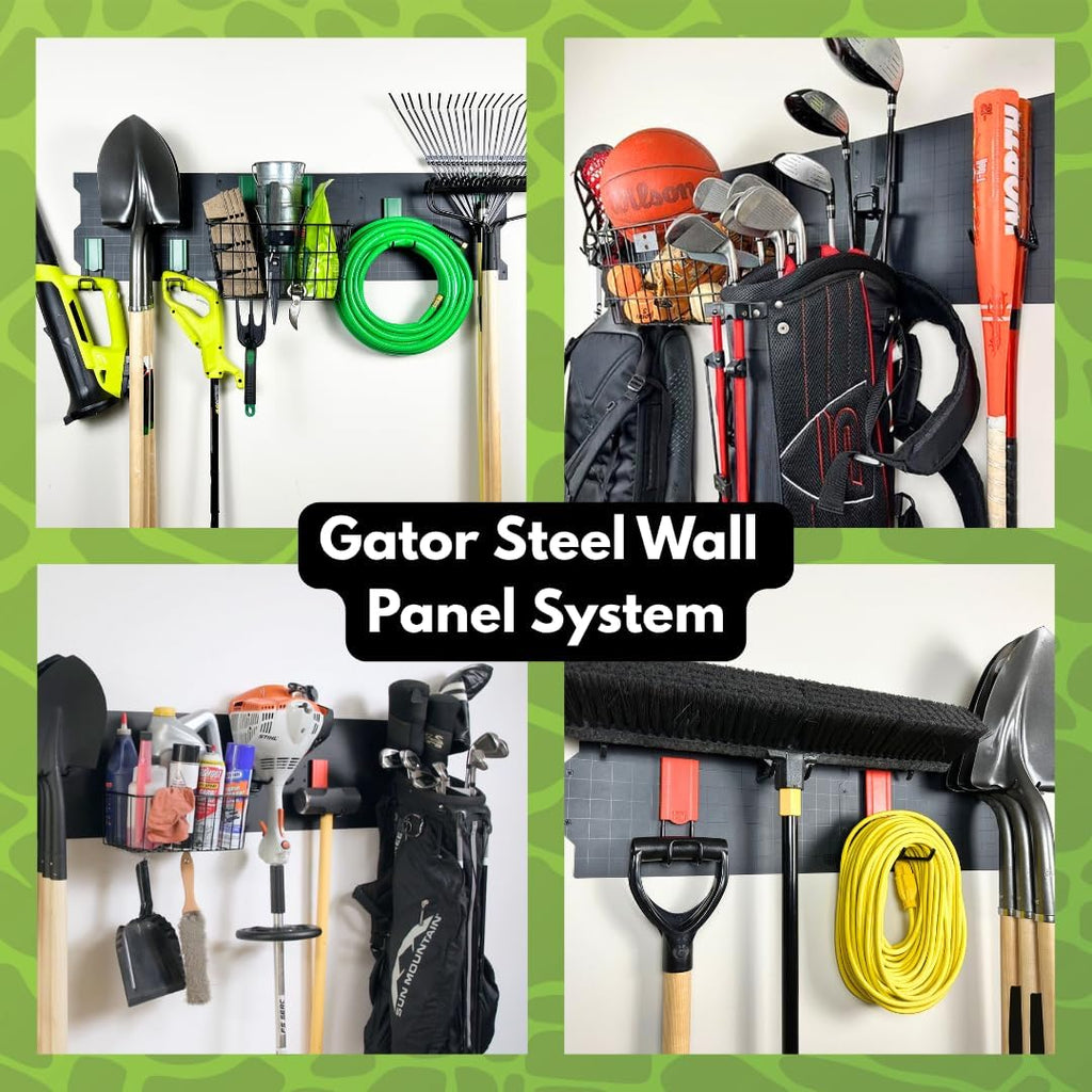 GATOR MAGNETICS Wall Panel Storage & Organization System 2 Pack– 16.75" x 12", Pair Metal Hooks, Galvanized Steel, Heavy-Duty Racks, Garage Organizers, Storage System, Tool Racks
