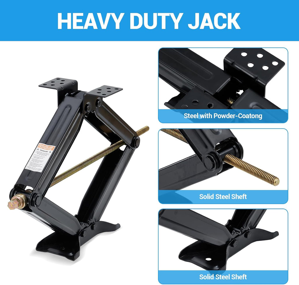 Garvee 24" RV Scissor Jack - 7500lb Heavy Duty Leveling Stabilizer with Crank Handle, Stable Base, 4"-24" Adjustable Height, Powder Coated Steel for Travel Trailers, RVs & Campers - 2 Pack