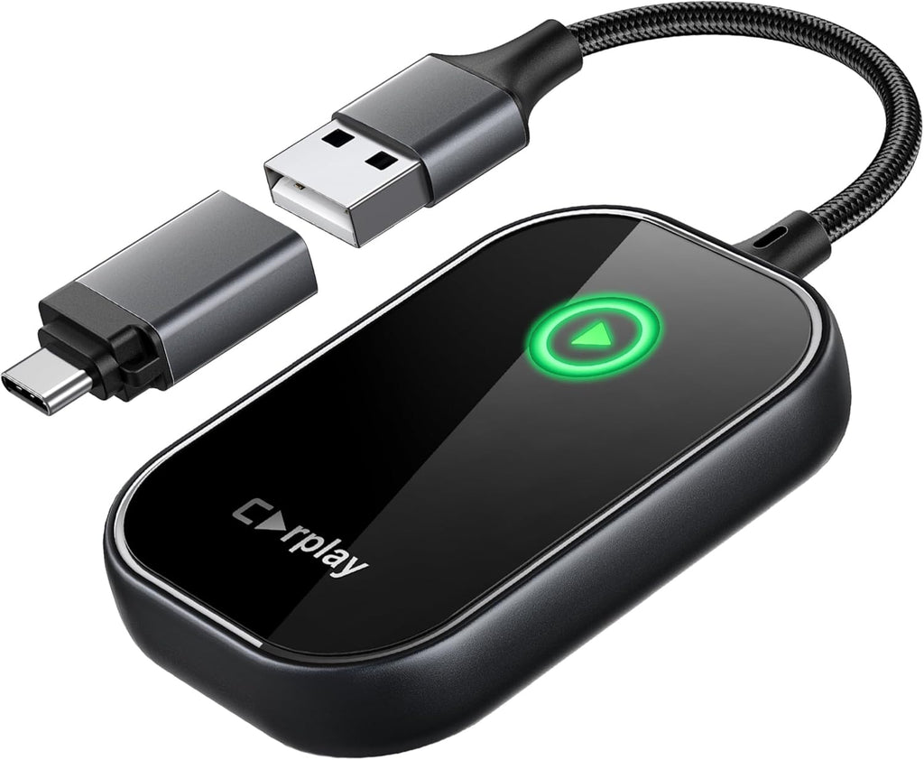 Wireless CarPlay Adapter, Converts Wired to Wireless CarPlay Dongle for Apple iPhone, Plug & Play Auto Connect Zero Latency fits for Cars from 2015 & iOS 10+ Black