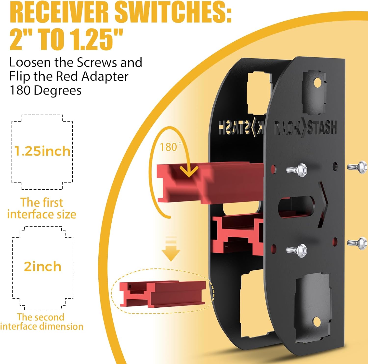 Hitch Wall Mount Bike Rack,Trailer Hitch Wall Mount Receiver Adjustable 1.25" to 2" for Garage Organization,Heavy Duty Hitch Wall Mount Storage Rack Hold 90lbs,Wall Mounted Hitch for Bike Rack/Cargo Carrier