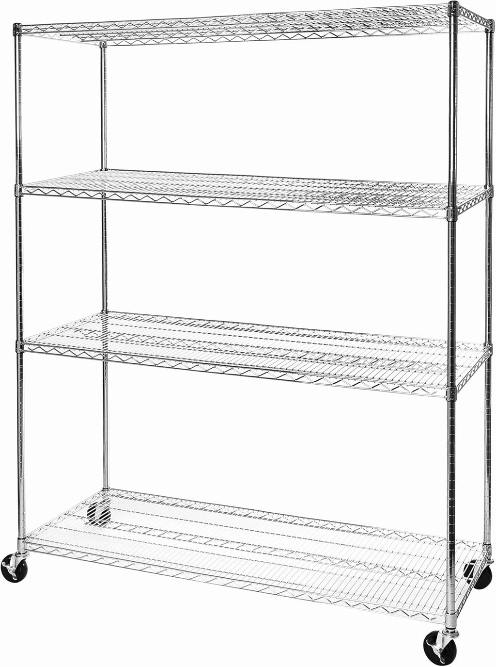 Seville Classics UltraDurable Heavy Duty NSF Solid Steel Wire Rack Storage Unit, Organizer for Garage, Warehouse, Office, Restaurant, Classroom, Kitchen, Steel, 4-Tier Shelving, 60" W x 24" D