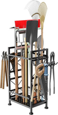 GIOTORENT 3 Tier Metal Garden Tool Organizer - Heavy Duty Yard Storage for Up to 78 Tools, Indoor/Outdoor Garage Patio Shed Organization - Black
