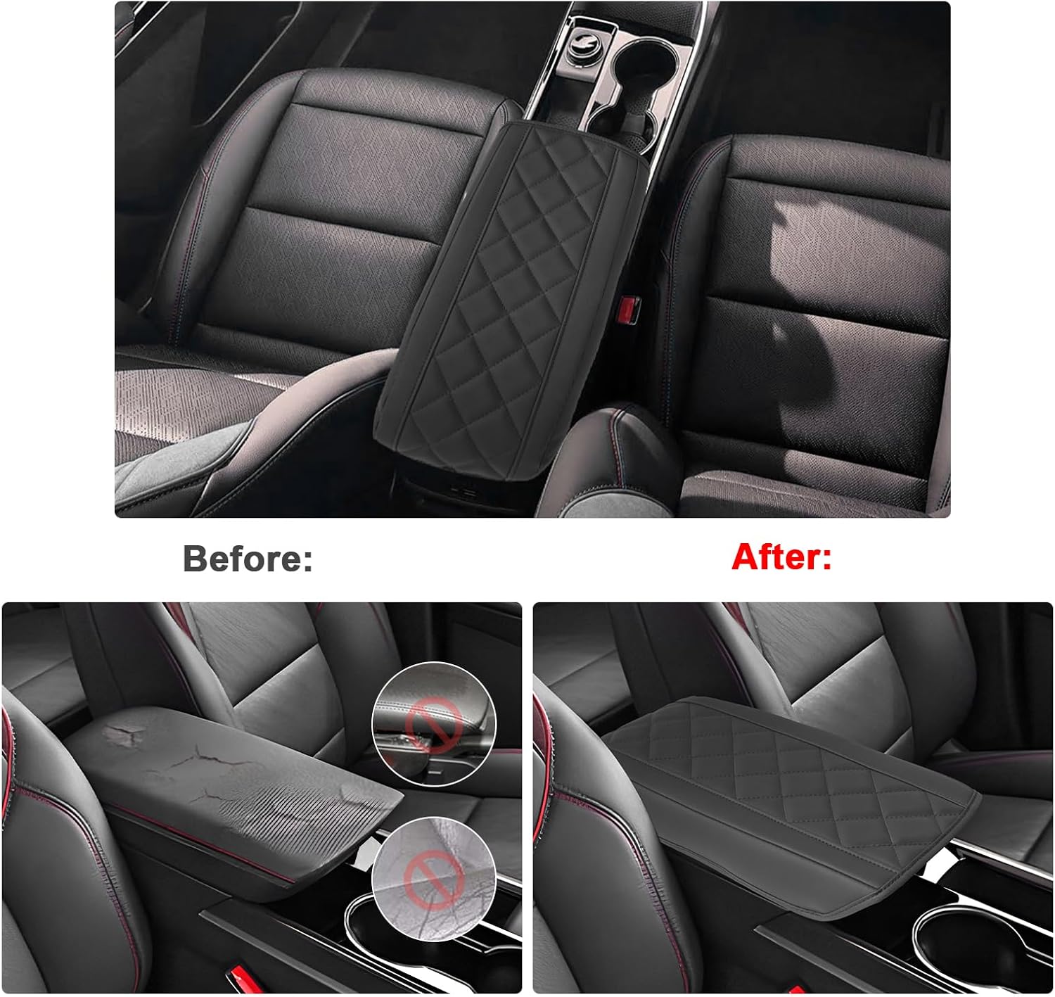 SXCY for 2025 Chevy Equinox Accessories Armrest Cover for Equinox 2025 Accessories 2025 Equinox Center Console Cover 2025 Equinox Middle Console Cover (Thin Cover Rhombus Style)