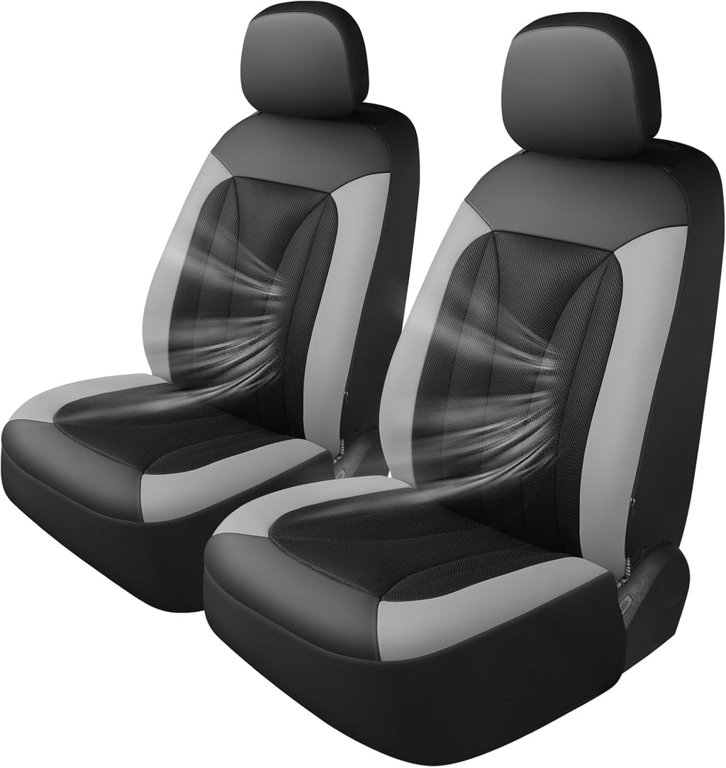 GIANT PANDA Fit GMC Sierra 1500 2500 3500 Front Car Seat Cover, 3D Air Mesh Breathable Seat Protector（Grey） 2-Pack