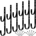 6 Pieces Pool Pole Hook Hanger Swimming Metal Brackets Pool Hook with 12 Pieces Screws for Telescopic Poles, Skimmers, Leaf Rakes, Net, Brush, Vacuum Hose, Garden and Pool Accessories (Black)