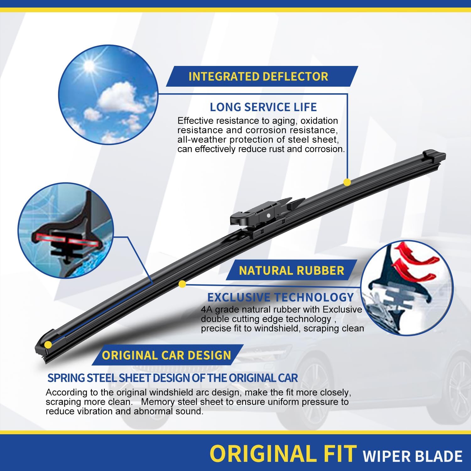3 wipers Factory for Mercedes-Benz ML-Class 2006-2011 W164 ML320 ML350 ML550 ML63 2005-2012 X164 GL-Class 2006-2012 W251 R-Class Original Equipment Replacement Wiper Blades 28"+21"+12"(Set of 3)