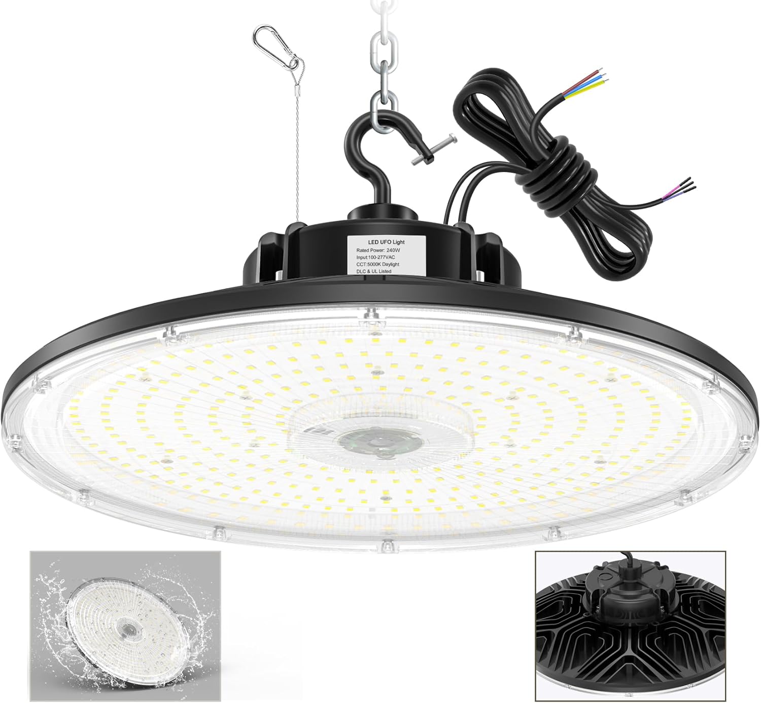 BBESTLED 150W LED UFO Baylight 21000 Lumens IP65 Waterproof Dimmable LED Work Bench Light for Workshop Gym Car Garage, Warehouse Light Low Bay Commercial Ceiling Lighting AC100-277V Input