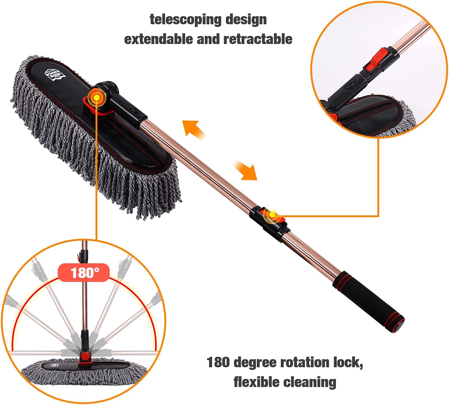 Car Duster Set, Car Duster Exterior Extendable Handle, Scratch Remover Large and Small Car Brushes Remove Dust Exterior Interior of Cars and Trucks,Microfiber Car Interior Brush, 2-Packs