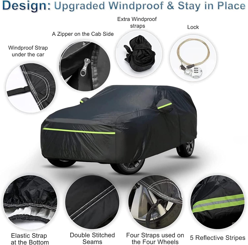 Full Car Cover for Jeep Grand Cherokee All Weather Waterproof Windproof 6 Layer Full SUV Car Covers Custom Fit for 2011-2025 Jeep Grand Cherokee WK2 with Door Zipper and Storage Bag (Up to 193” L)