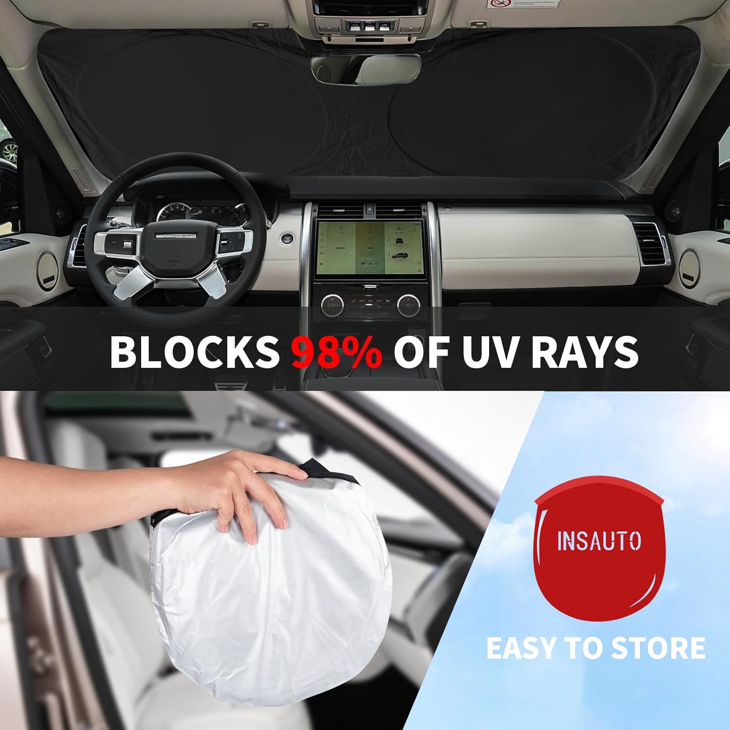 Sun Shade for 2007-2017 Toyota Camry Accessories, Foldable Front Window Shield for Camry LE XLE Hybrid SE XSE Sedan 240T Windshield Sun Visor Protector Fully Covered to Keep Car Cool