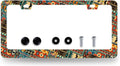 Ethnic Tribal Texture License Plate Frame Boho License Plate Holder Stainless Steel Funny Colorful Car Accessories Decoration 6.3" X 12.3" with 2 Holes Screws