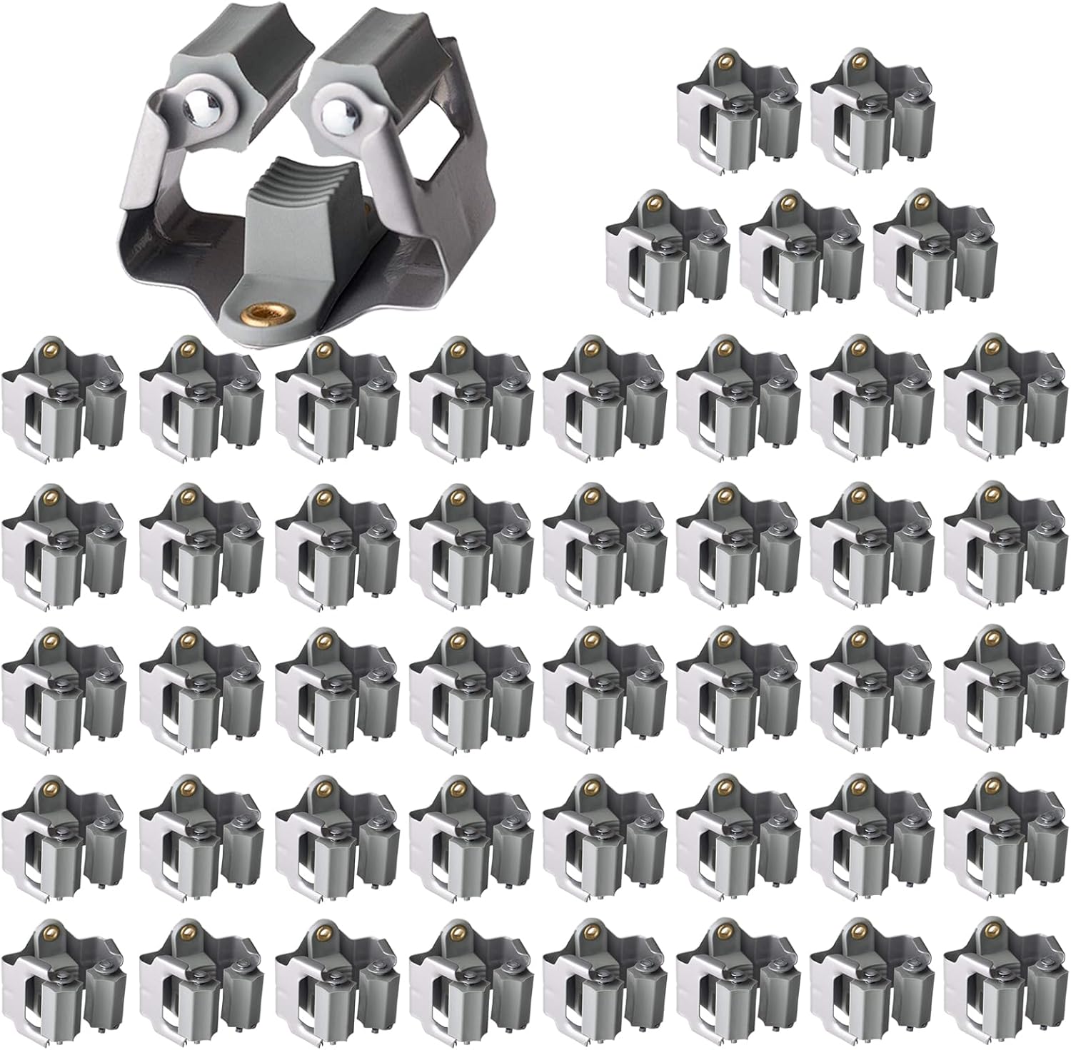 3-H 45 Pack Mop and Broom Holder Wall Mount Big Size Hanging 1 KG Extra,Broom Hanger Wall Mount for Hanging and Organizing Shove Rake Yard Tools in Shed Kitchen Laundry Room Bathroom Garden(grey)