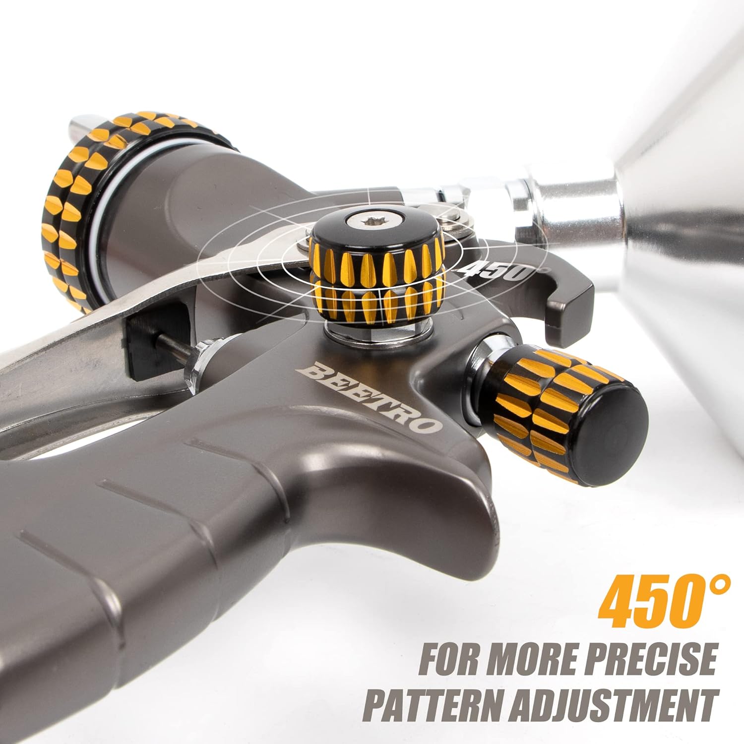 BEETRO HVLP Touch Up Mini Air Spray Gun for Clearcoats 1.0mm Stainless Steel Nozzle 150ml Capacity 7.0CFM 22psi with Type 2 Adapter Air Control Valve and Filter Professional