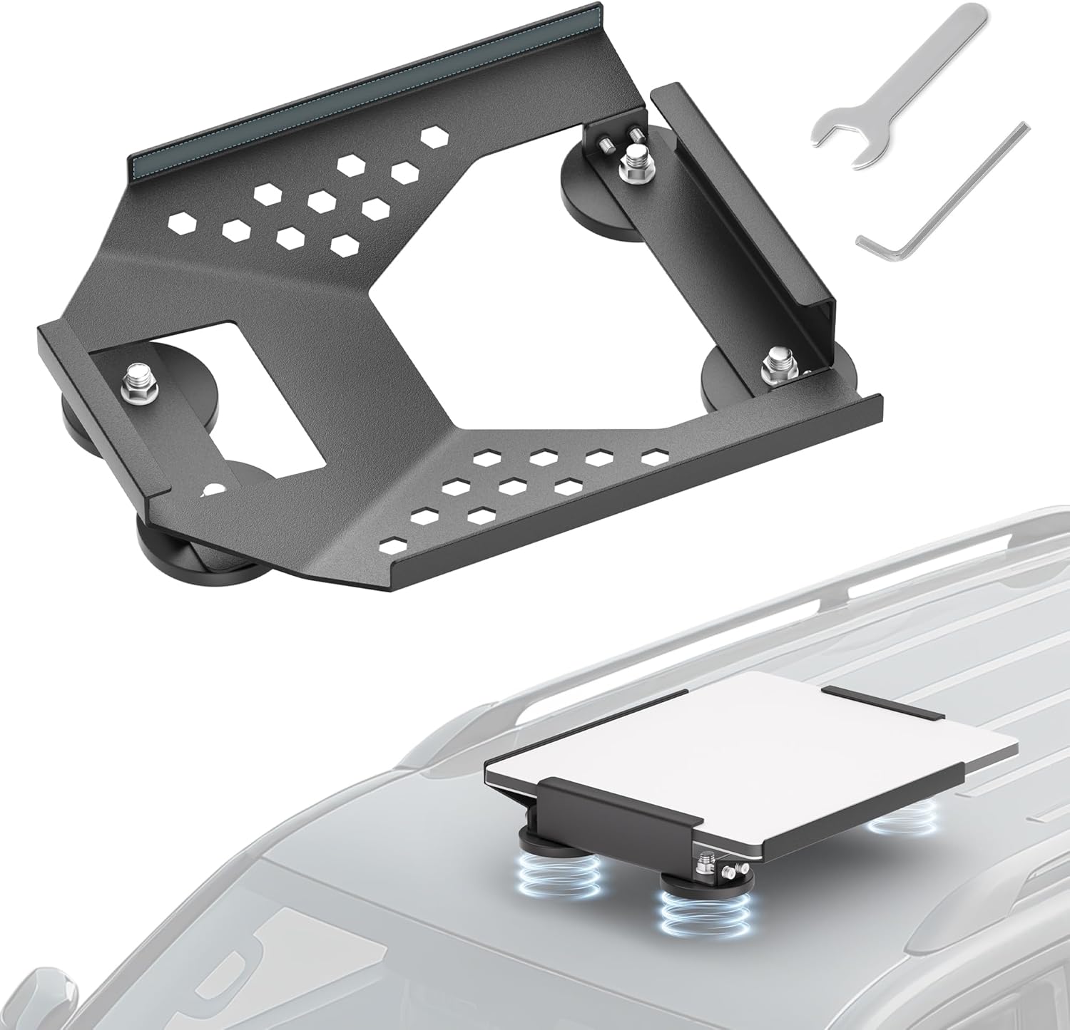 Starlink Mini Car Roof Mount, Starlink Mini Magnetic Mount for Car, 264lbs Heavy Duty Magnet, 4-Side Protection Magnetic Quick Release Sunroof Suction Cup Mounting Kit for Travel RV Accessories Black