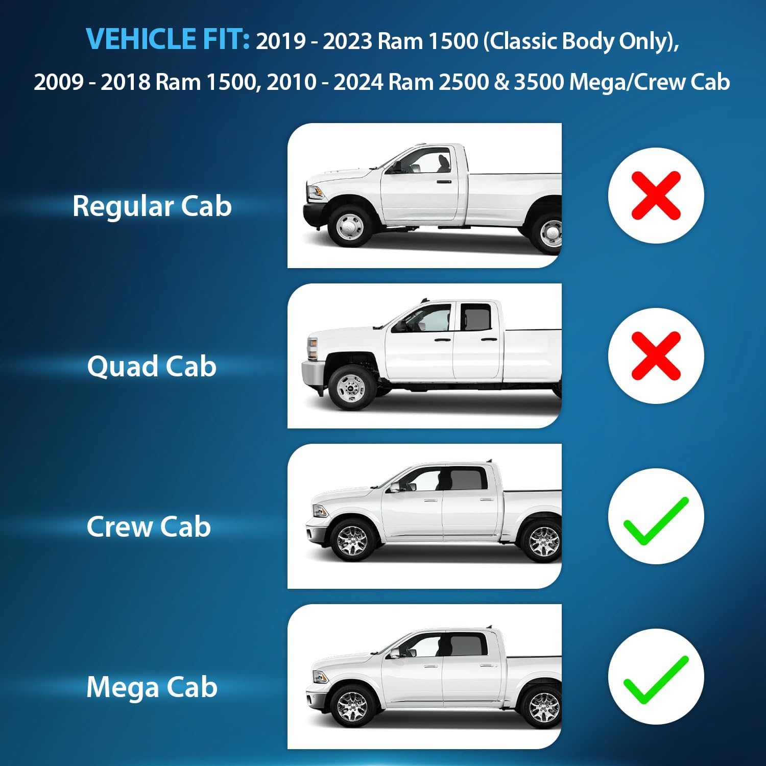 Nilight in Channel Rain Guards for Ram 1500 2009 2010 2011 2012 2013 2014 2015 2016 2017 2018 Crew Cab, 2019-2023 Ram 1500 Classic Body, Original Window Deflectors, Vent Window Visors-4PCS