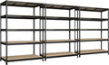 3 Packs 48" W x 24" D x 72" H Adjustable Garage Storage Shelves - 5-Shelf Heavy Duty Shelving Unit, Metal Utility Storage Organizer Racks for Warehouse Pantry Closet Kitchen, Black