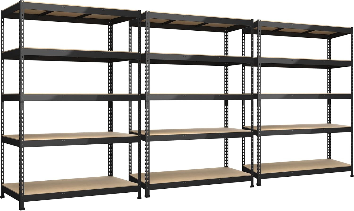 3 Packs 48" W x 24" D x 72" H Adjustable Garage Storage Shelves - 5-Shelf Heavy Duty Shelving Unit, Metal Utility Storage Organizer Racks for Warehouse Pantry Closet Kitchen, Black