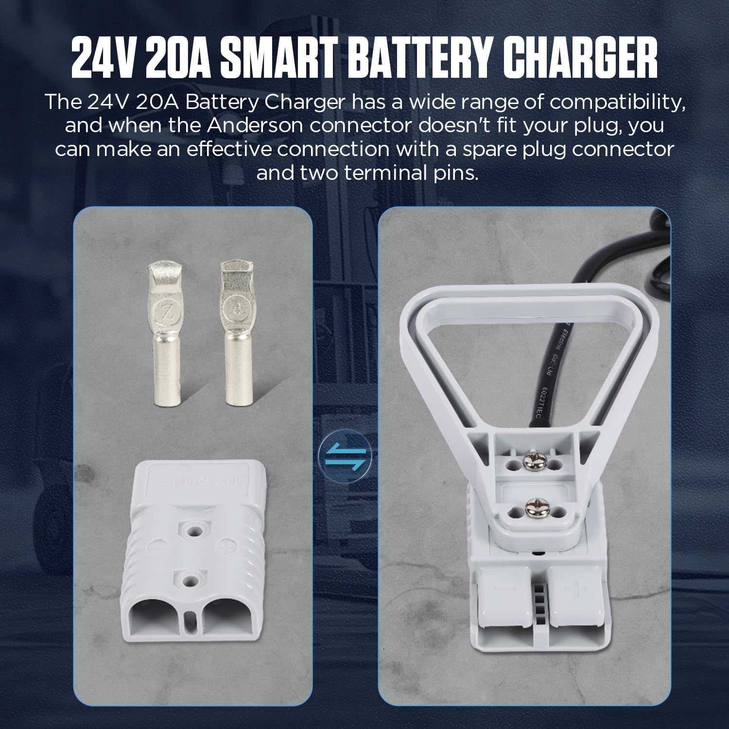 Forklift Battery Charger 24V 30A Automatic Smart Charger, Automotive Battery Charger Fully-Automatic Smart Charger for Forklift Club Car Golf Cart (24V20A)