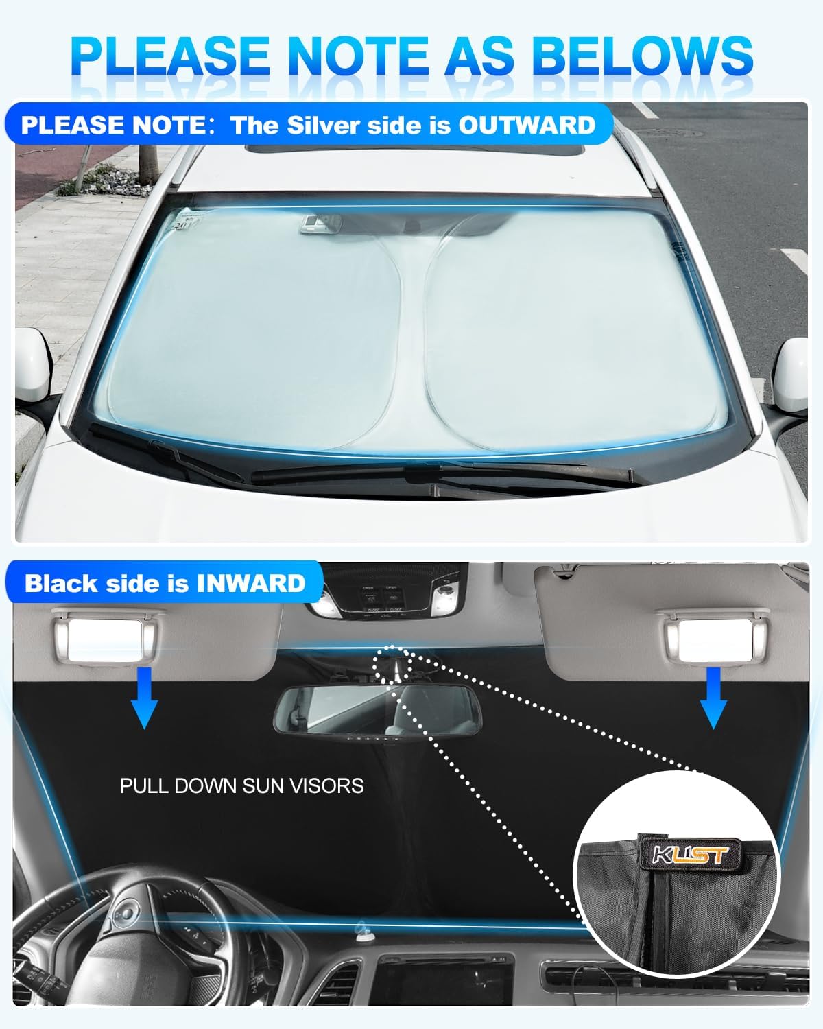 KUST Windshield Sun Shade for Mercedes-Benz S-Class 2015-2021 Window Shade Sun Visor Cover Foldable Blocks UV Rays Keep Your Car Cooler