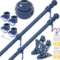ZMTECH Flag Pole - Upgraded Bracket,(2 Packs) 6 FT Stainless Steel Flag Poles for Outside House, Residential or Commerical, Tangle Free Flag Pole Kit for American Flag (Without Flag, Blue)