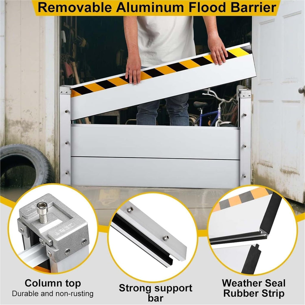 Reusable Heavy Duty Aluminum Flood Barriers for Home Exterior, Flood Protection Barriers Water Barrier Door Quick Detachable Garage Doors Detachable Mobile Rain Water Baffle ( H 39.4 inch L 22FT)