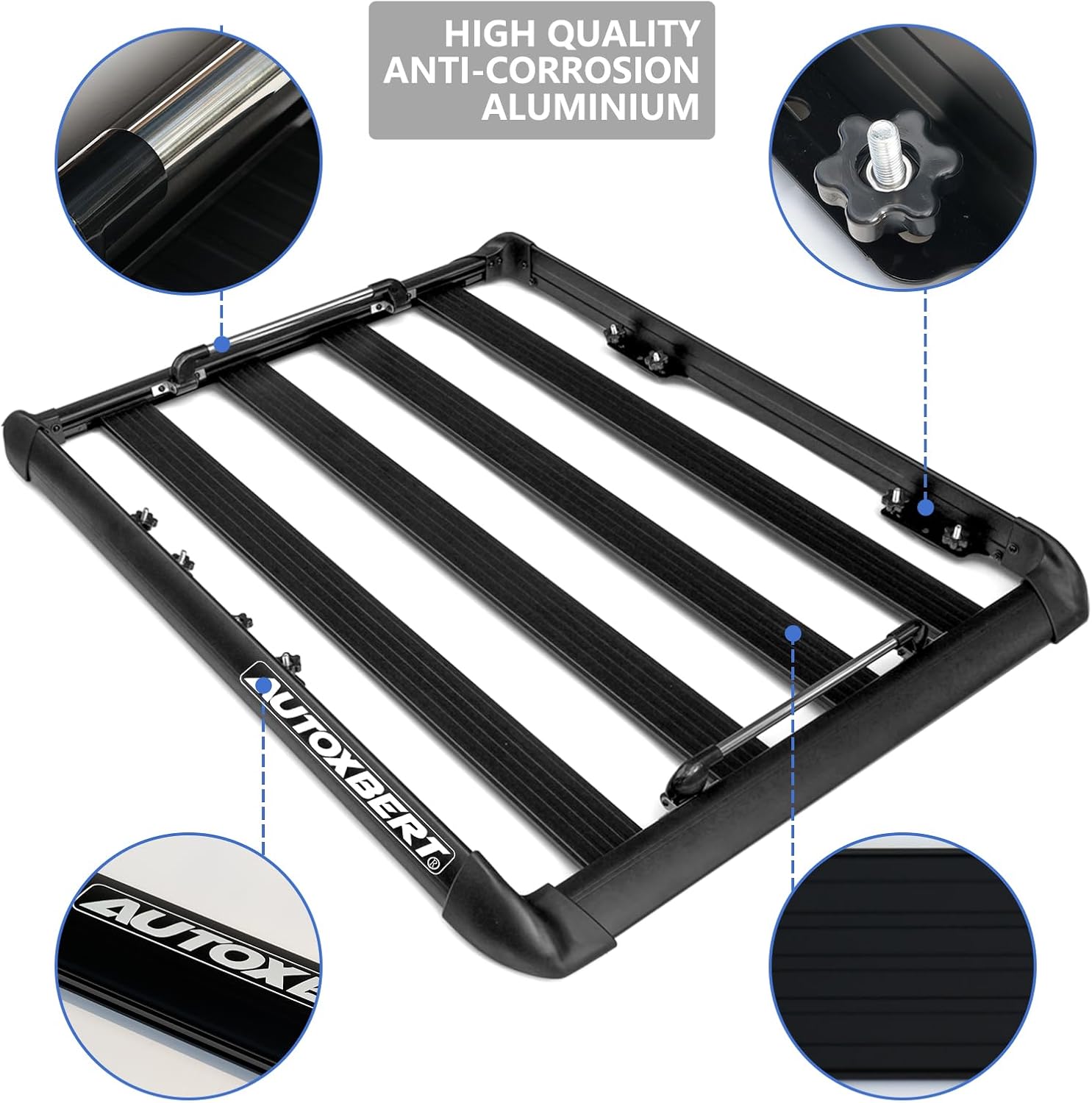 AUTOXBERT 50" x37.8" x3.54" Universal Aluminum Roof Rack Rooftop Cargo Carrier Luggage Basket 330LBS Heavy Duty Car Top Luggage Holder or Cars SUVs and Trucks