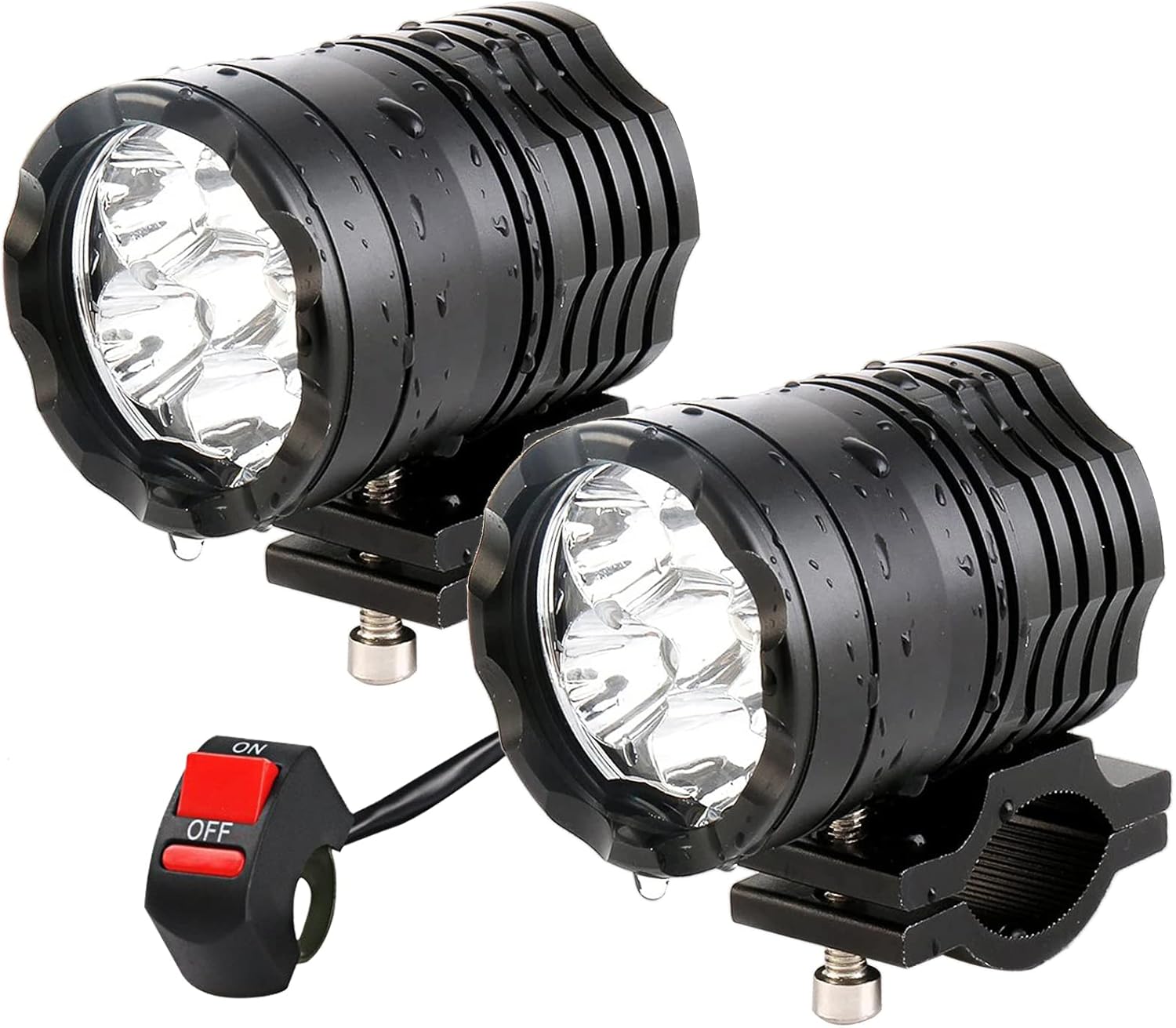 Motorcycle Driving Lights 12-60V 40W 3600LM LED Fog Lights for ATV UTV Bike Car Truck Boat Forklift Waterproof LED Spotlights with 6 Light Beads High Low Strobe Beam Switch Universal (Black 2)