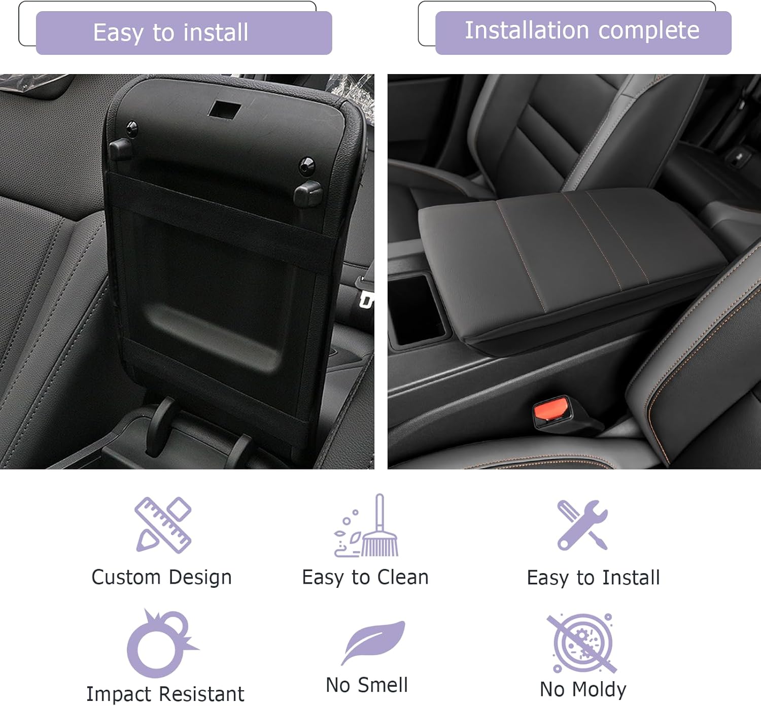 LUWU 2024 2025 Prologue Center Console Cover Compatible with 2024 2025 Honda Prologue Accessories 2025 Prologue EX/Touring/Elite Armrest Cover Center Console Pad Armrest Console Cover (Thick Black)