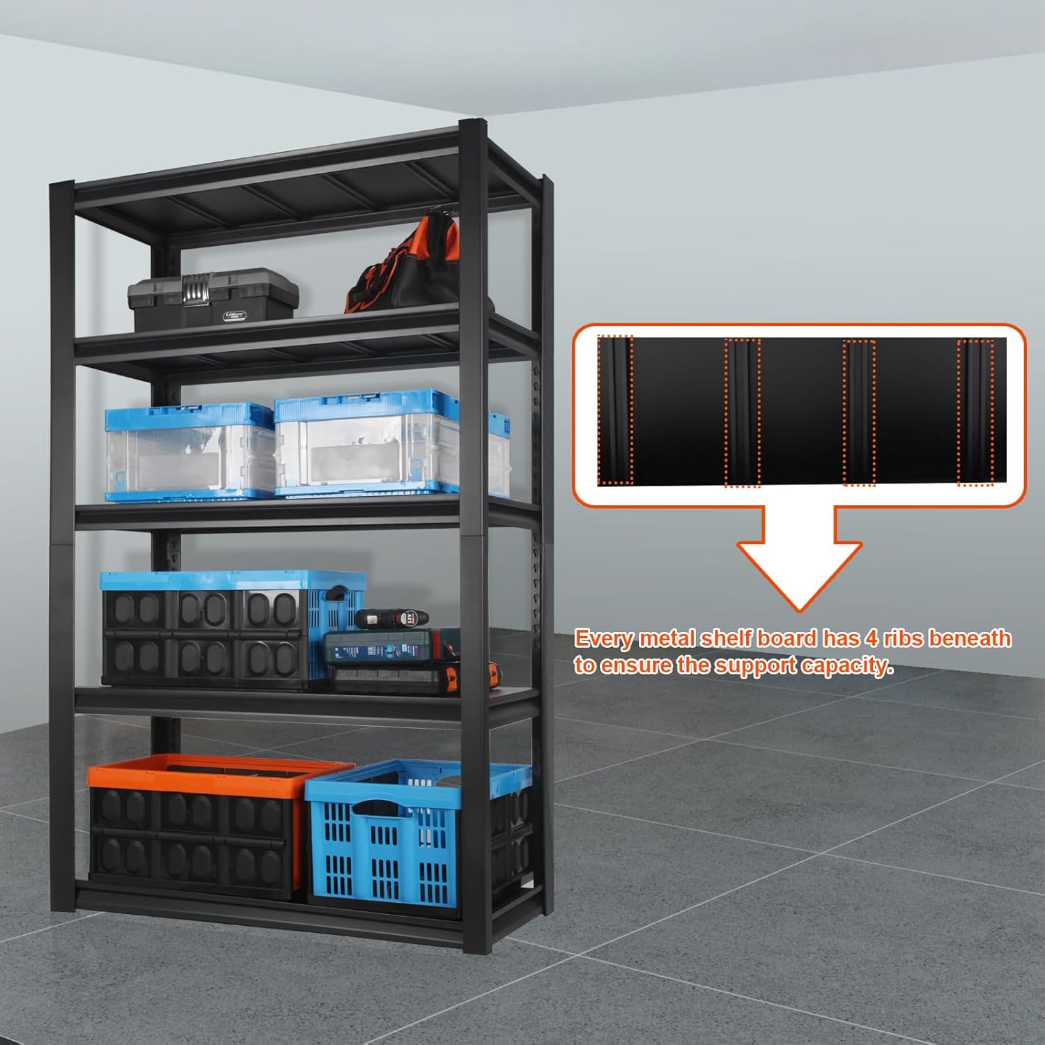 PACHIRA E-Commerce 72" Garage Shelving Heavy Duty, Wide Size Storage Shelves 5-Tier Large Metal Shelving Unit Adjustable Utility Rack for Garage, Pantry, 39.4" W x 17.7" D x 72" H