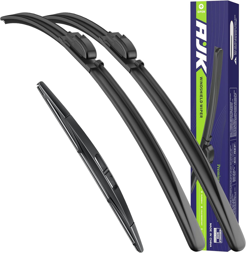 AJK Wiper Blades for Subaru Crosstrek XV 2013 2014 2015 2016 2017, 3 Piece All Weather OEM Quality Automotive Replacement Windshield Wiper Blades for My Car
